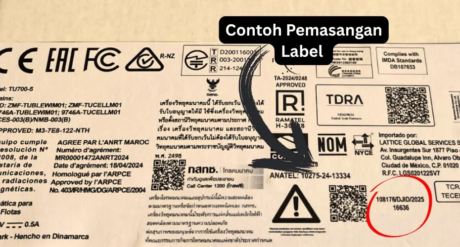 Ketentuan dan Contoh pemasangan label produk bersertifikat DJID POSTEL