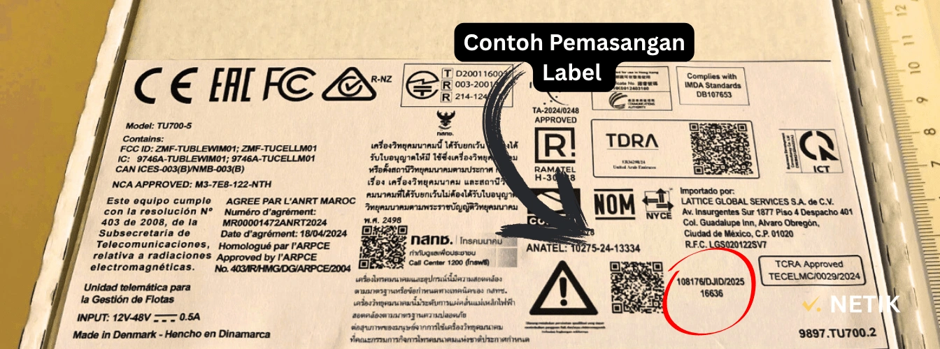 Ketentuan dan Contoh pemasangan label produk bersertifikat DJID POSTEL