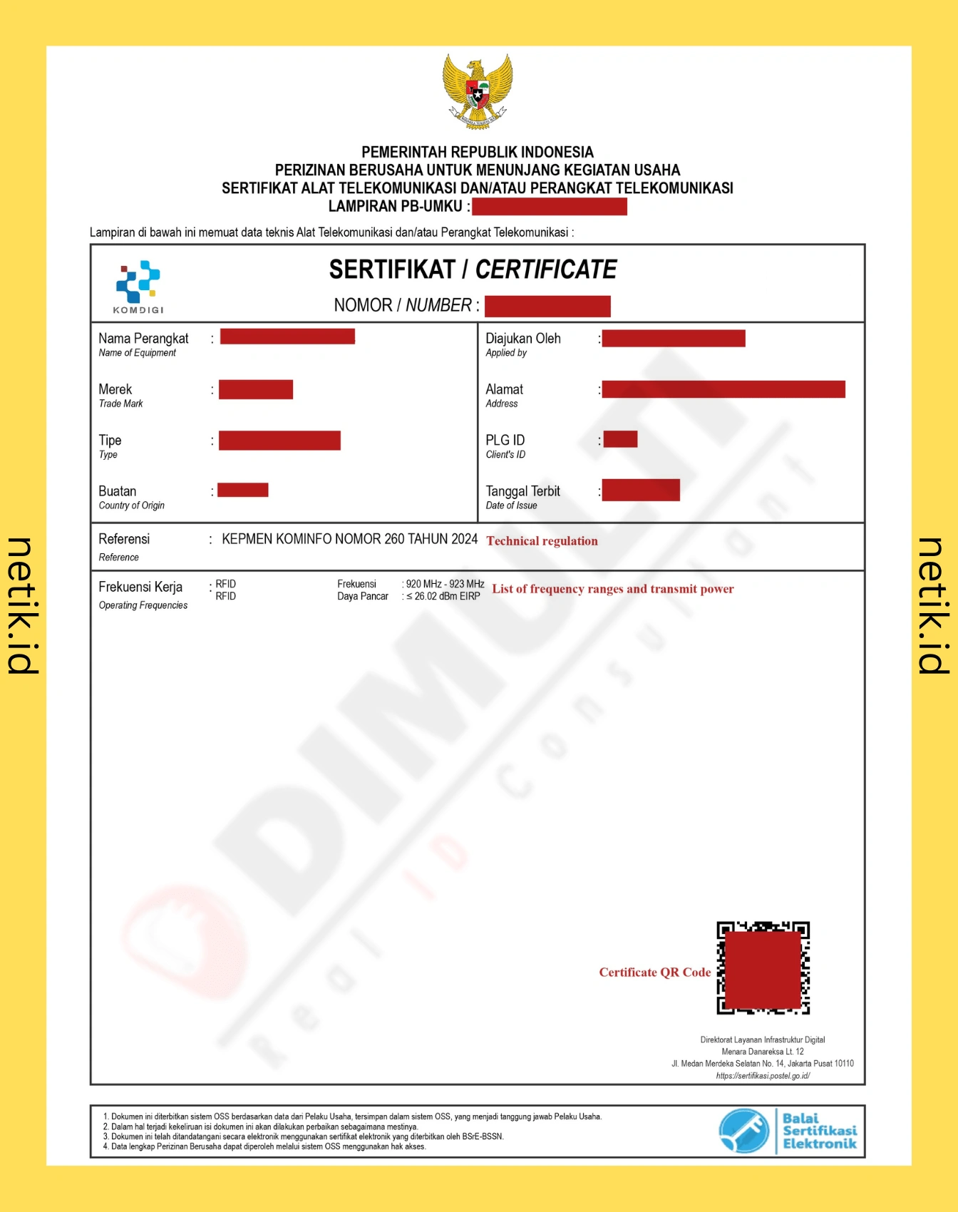 Contoh Sertifikat DJID